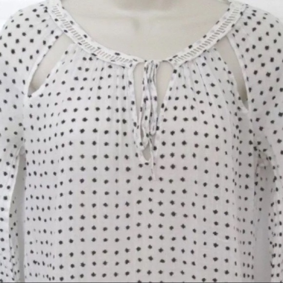 Pam & Gela White Dot Gauzy Tunic Top Sz S - Picture 3 of 4